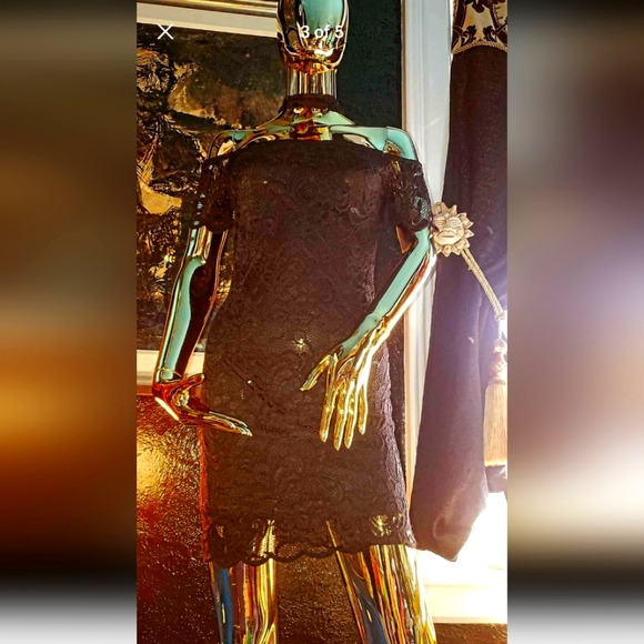 Gorgeous Little Black Dress, LBD. All Lace, with lovely buttoned choker. Sexy :) - Picture 3 of 5